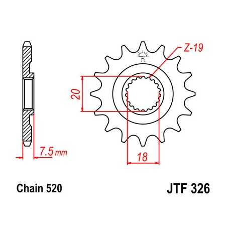 JT SPROCKETS Piñon ataque transmision delantero F326