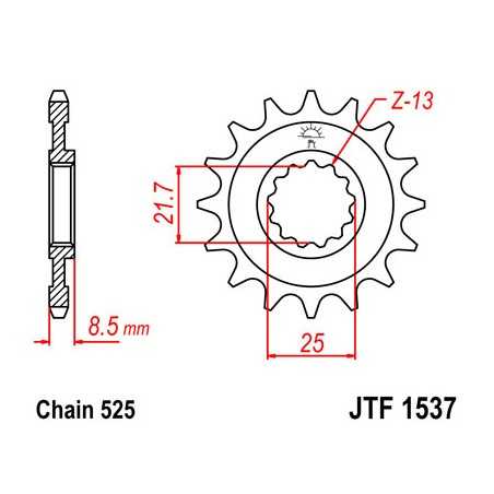 JT SPROCKETS Piñon ataque transmision delantero F1537