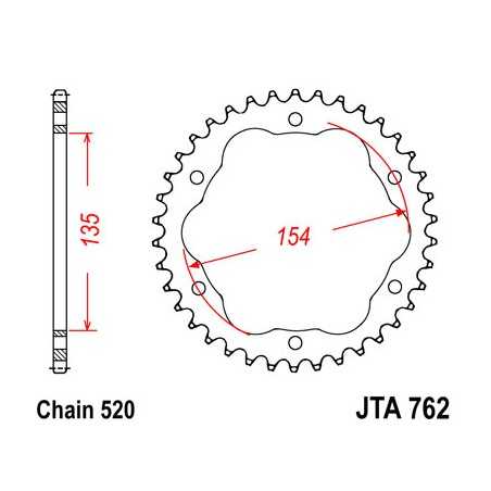 JT SPROCKETS Corona plato transmision trasero A762