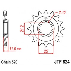 JT SPROCKETS Piñon ataque transmision delantero F824