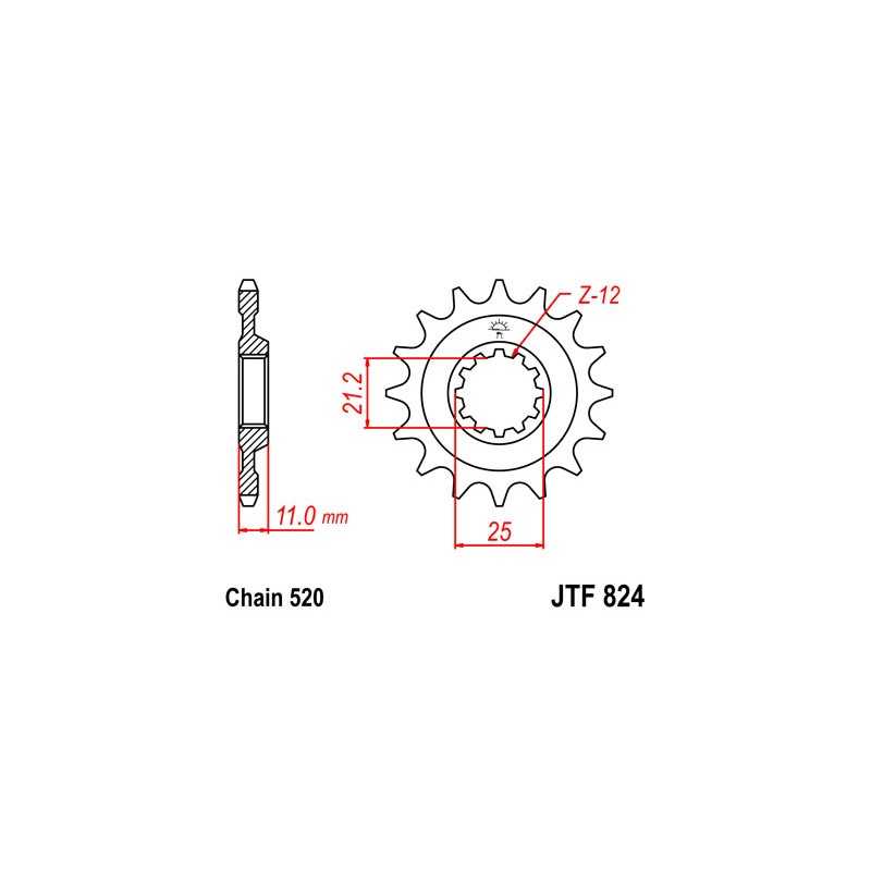JT SPROCKETS Piñon ataque transmision delantero F824