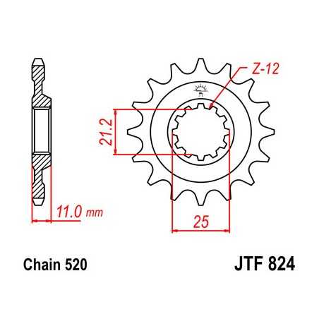JT SPROCKETS Piñon ataque transmision delantero F824