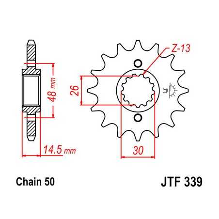 JT SPROCKETS Piñon ataque transmision delantero F339