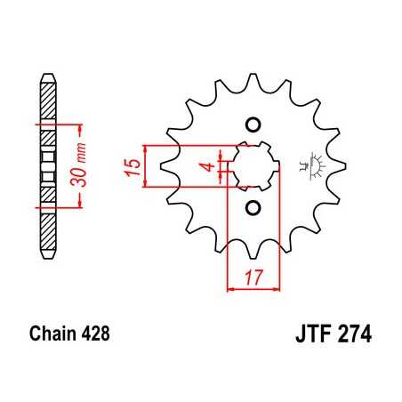 JT SPROCKETS Piñon ataque transmision delantero F274
