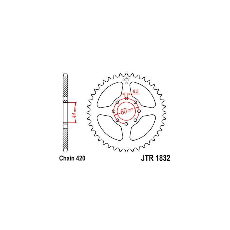 JT SPROCKETS Corona plato transmision trasero R1832