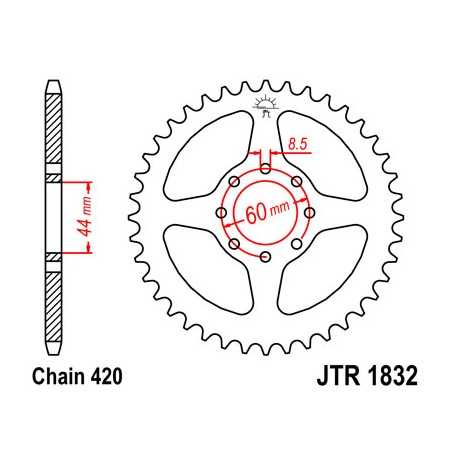 JT SPROCKETS Corona plato transmision trasero R1832