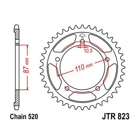 JT SPROCKETS Corona plato transmision trasero R823