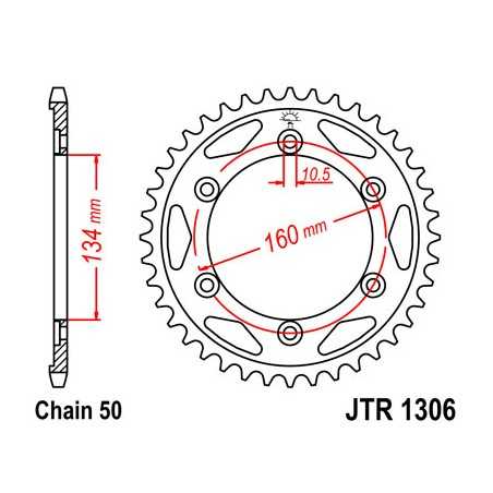 JT SPROCKETS Corona plato transmision trasero R1306
