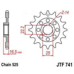 JT SPROCKETS Piñon ataque transmision delantero F741