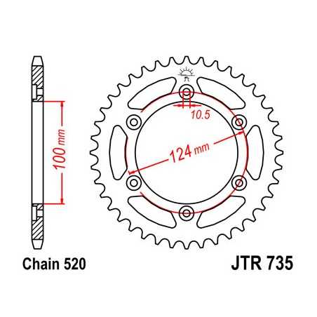 JT SPROCKETS Corona plato transmision trasero R735