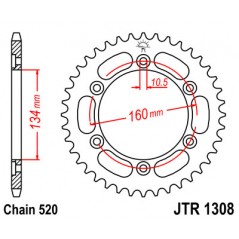 JT SPROCKETS Corona plato transmision trasero R1308