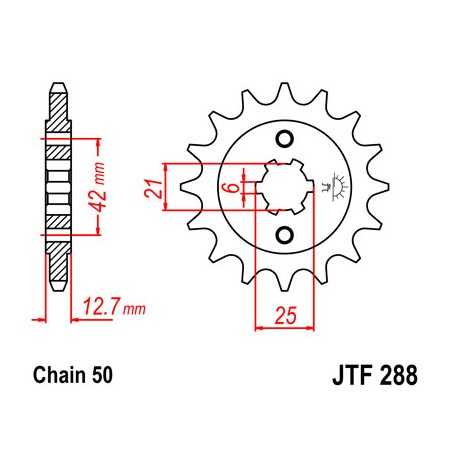 JT SPROCKETS Piñon ataque transmision delantero F288