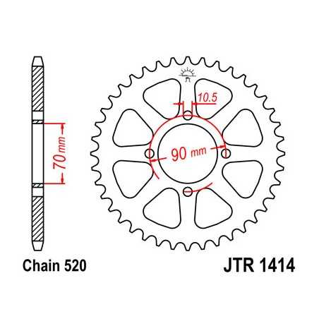 JT SPROCKETS Corona plato transmision trasero R1414