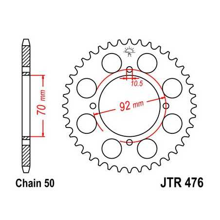 JT SPROCKETS Corona plato transmision trasero R476