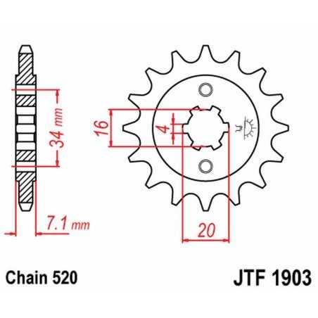 JT SPROCKETS Piñon ataque transmision delantero F1903