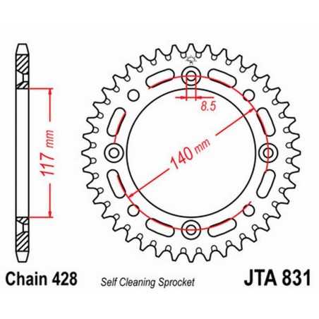 JT SPROCKETS Corona plato transmision trasero aluminio 831 A831