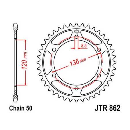 JT SPROCKETS Corona plato transmision trasero R862
