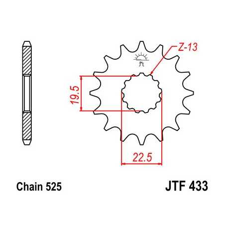 JT SPROCKETS Piñon ataque transmision delantero F433