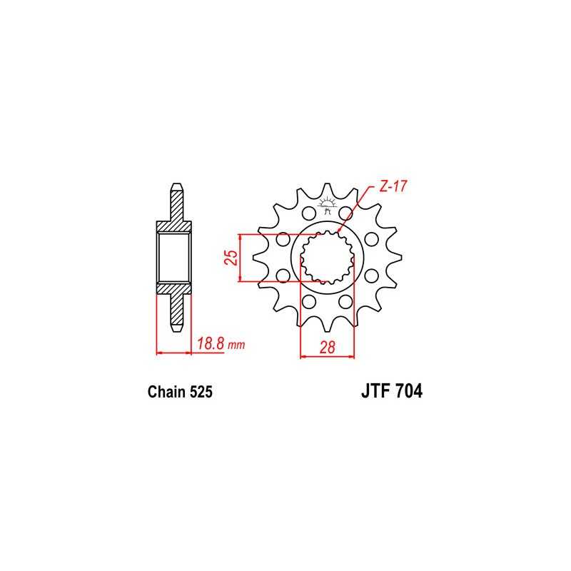 JT SPROCKETS Piñón de ataque delantero calidad superior - Diseño ligero y duradero F704
