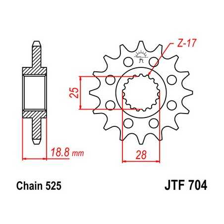 JT SPROCKETS Piñón de ataque delantero calidad superior - Diseño ligero y duradero F704