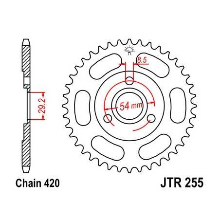 JT SPROCKETS Corona plato transmision trasero R255