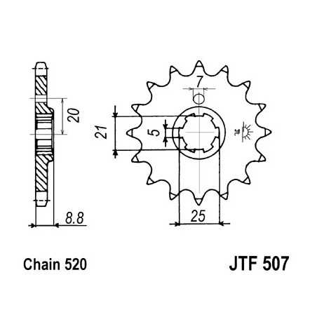 JT SPROCKETS Piñon ataque transmision delantero F507