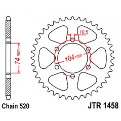 JT SPROCKETS Corona plato transmision trasero R1458