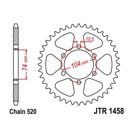 JT SPROCKETS Corona plato transmision trasero R1458