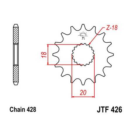 JT SPROCKETS Piñón delantero de ataque transmisión alta calidad para motocicletas F426