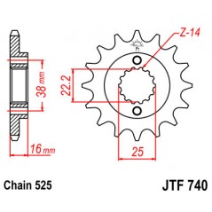 JT SPROCKETS Piñon ataque transmision delantero F740