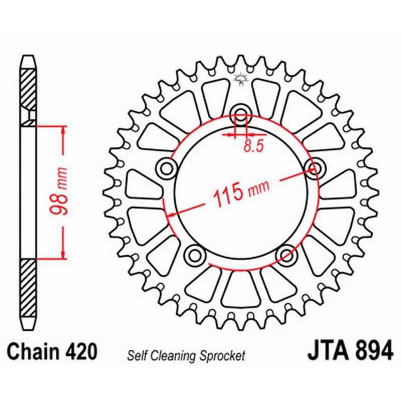 JT SPROCKETS Corona plato transmision trasero aluminio 894 A894