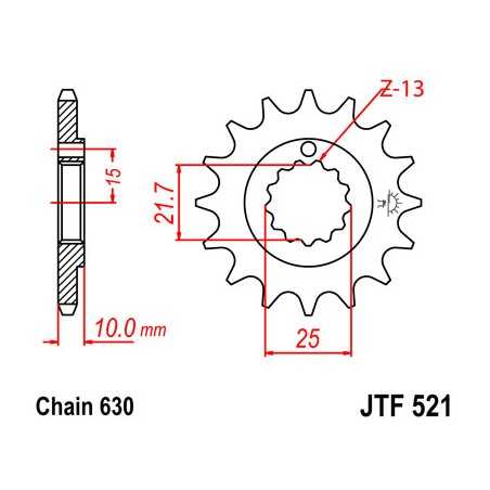 JT SPROCKETS Piñon ataque transmision delantero F521