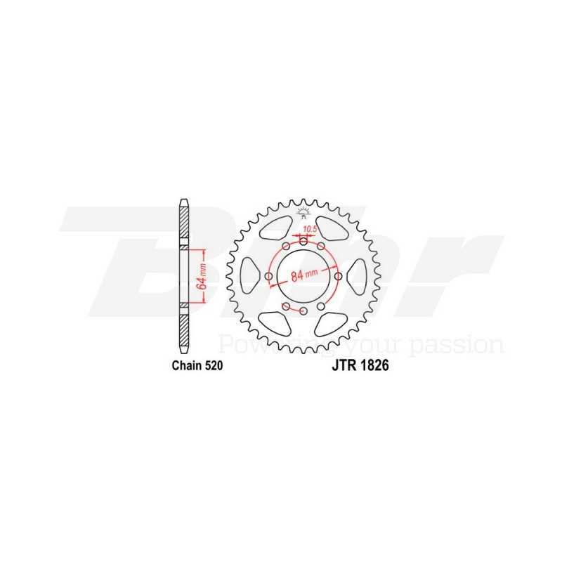JT SPROCKETS Corona plato transmision trasero R1826