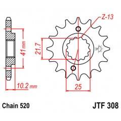 JT SPROCKETS Piñón de ataque para motocicletas - Diseño ligero y duradero F308
