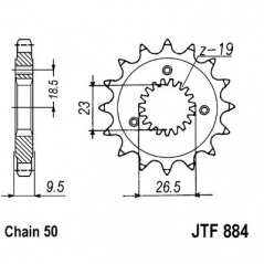 JT SPROCKETS PINION, ATTACK, TRANSMISSION FRONT F884