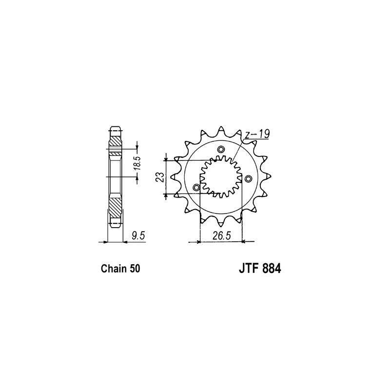 JT SPROCKETS PINION, ATTACK, TRANSMISSION FRONT F884