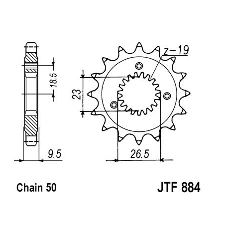 JT SPROCKETS Piñón de ataque transmisión delantero F884