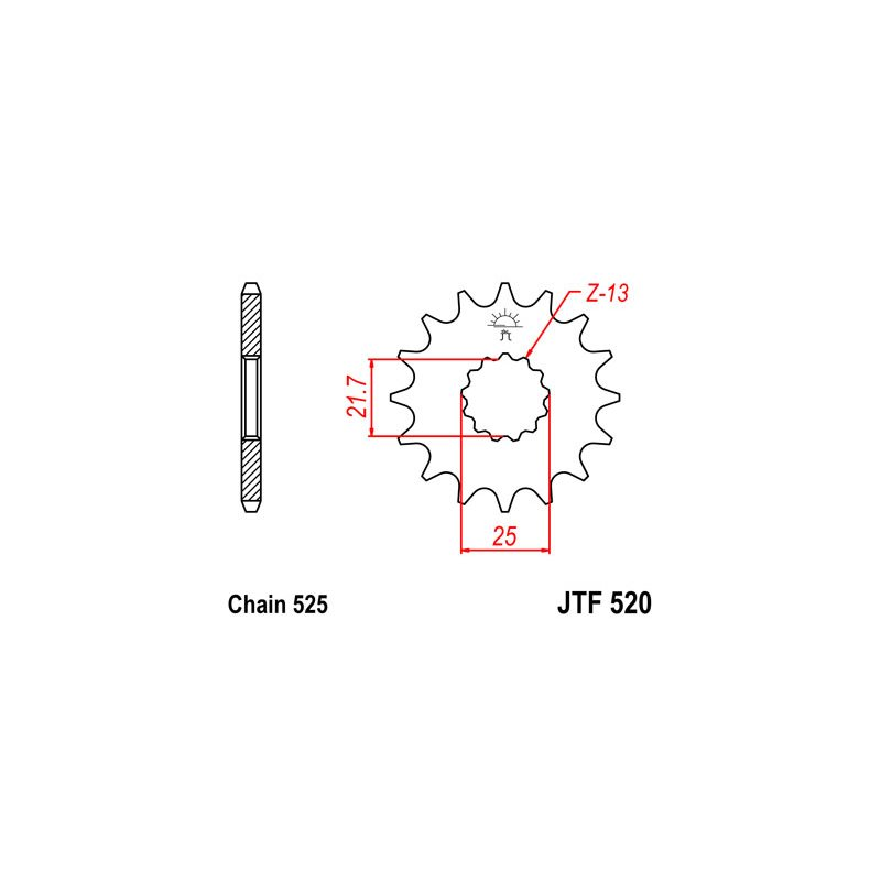 JT SPROCKETS PINION, ATTACK, TRANSMISSION FRONT F520