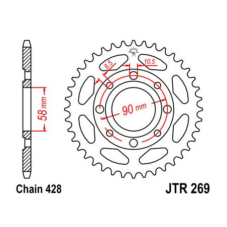 JT SPROCKETS RING, TRANSMISSION, REAR R269