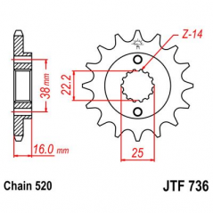 JT SPROCKETS PINION, ATTACK, TRANSMISSION FRONT F736