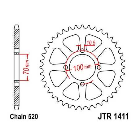 JT SPROCKETS Corona plato transmision trasero R1411