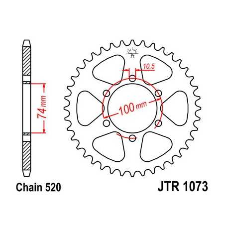 JT SPROCKETS Corona plato transmision trasero R1073