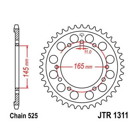 JT SPROCKETS Corona plato transmision trasero R1311