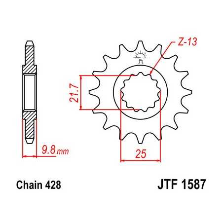 JT SPROCKETS Piñon ataque transmision delantero F1587