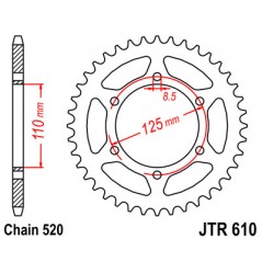 JT SPROCKETS Corona plato transmision trasero acero 610 R610