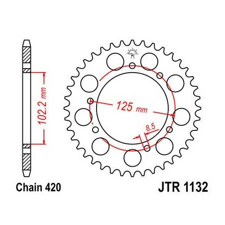 JT SPROCKETS Corona plato transmision trasero R1132