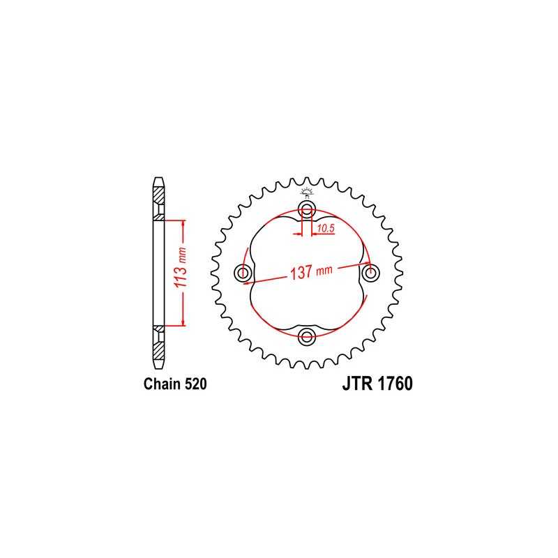 JT SPROCKETS Corona plato transmision trasero R1760