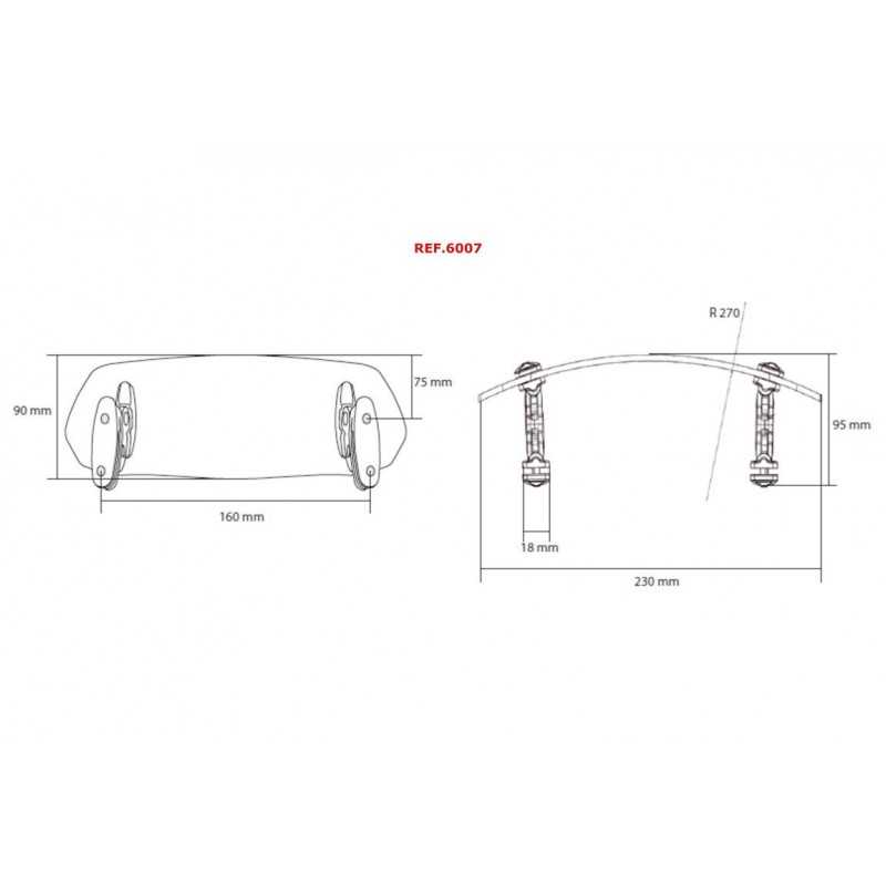 PUIG Multiregulable air deflector visor cupulas fixed with screws 230x90mm 6007
