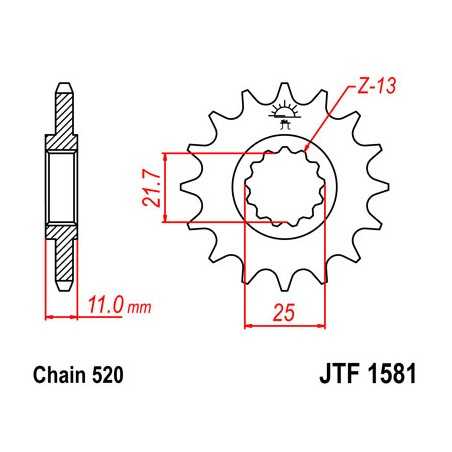 JT SPROCKETS Piñon ataque transmision delantero F1581