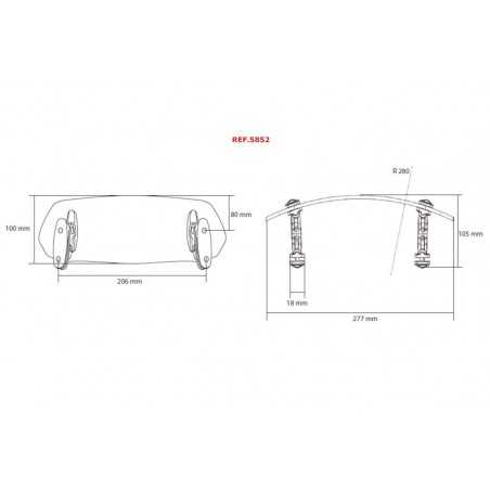 PUIG MULTI-ADJUSTABLE VISOR AIR DEFLECTOR  FOR DOMES FIXED WITH SCREWS 250X100MM 5852